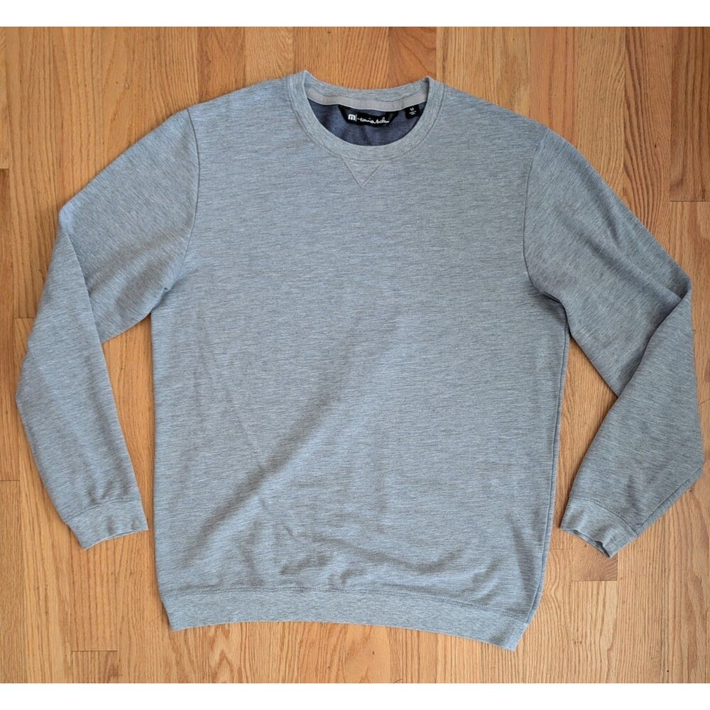 Travis Mathew Sweater Men Medium Grey Fink 2.0 Stitch Neck Heather Pullover